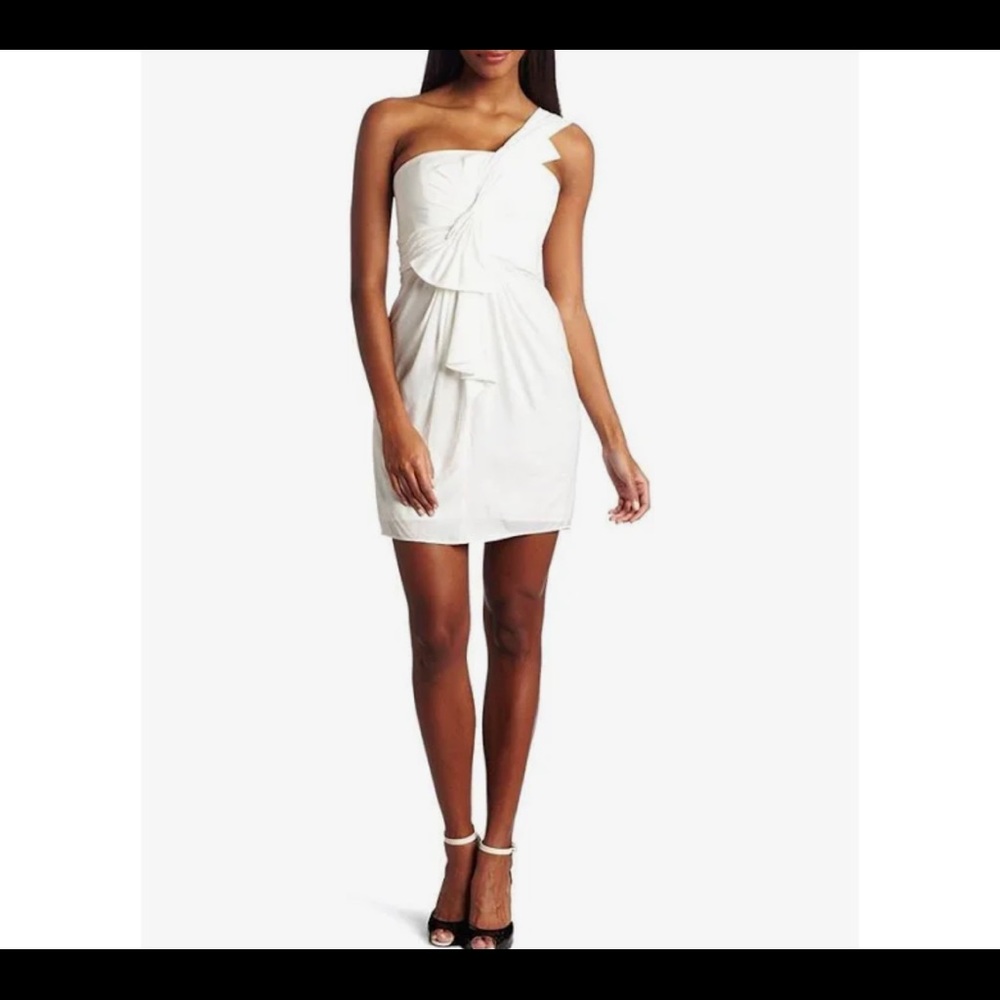 BCBGMAXAZRIA Dresses One Shoulder Satin Short Cocktail Dress